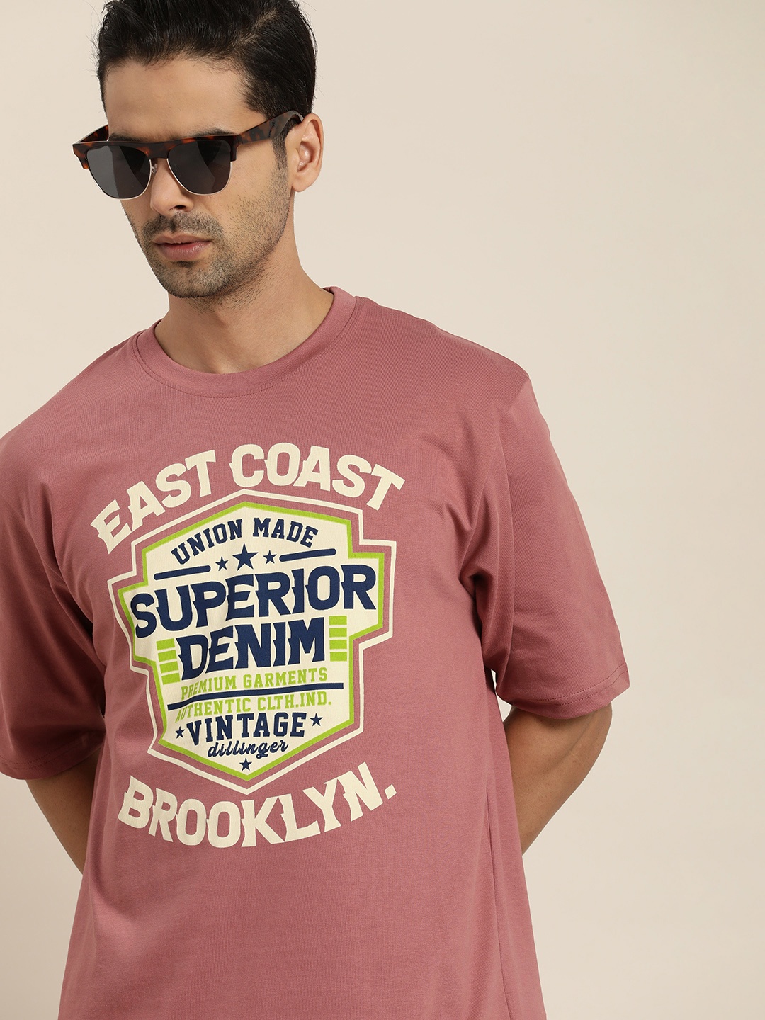 

DILLINGER Men Pink Typography Printed Cotton T-shirt