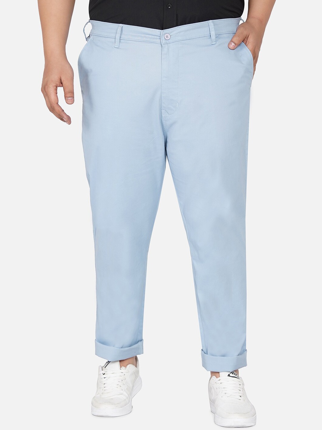

John Pride Plus Size Men Blue Chinos Trousers