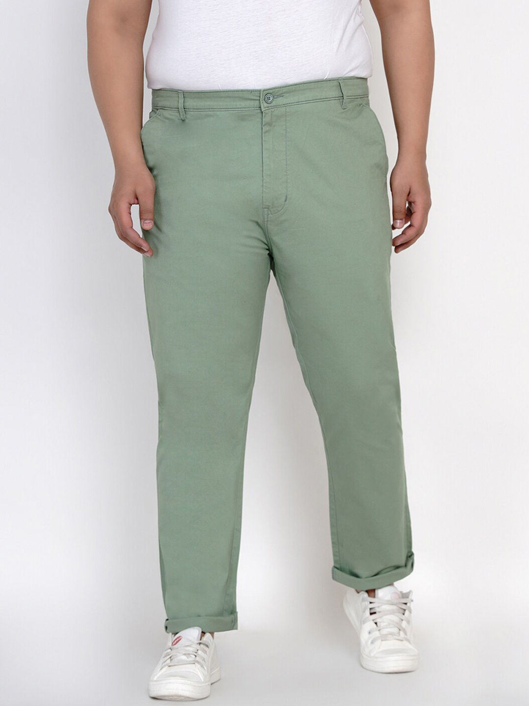 

John Pride Plus Size Men Sea Green Chinos Trousers