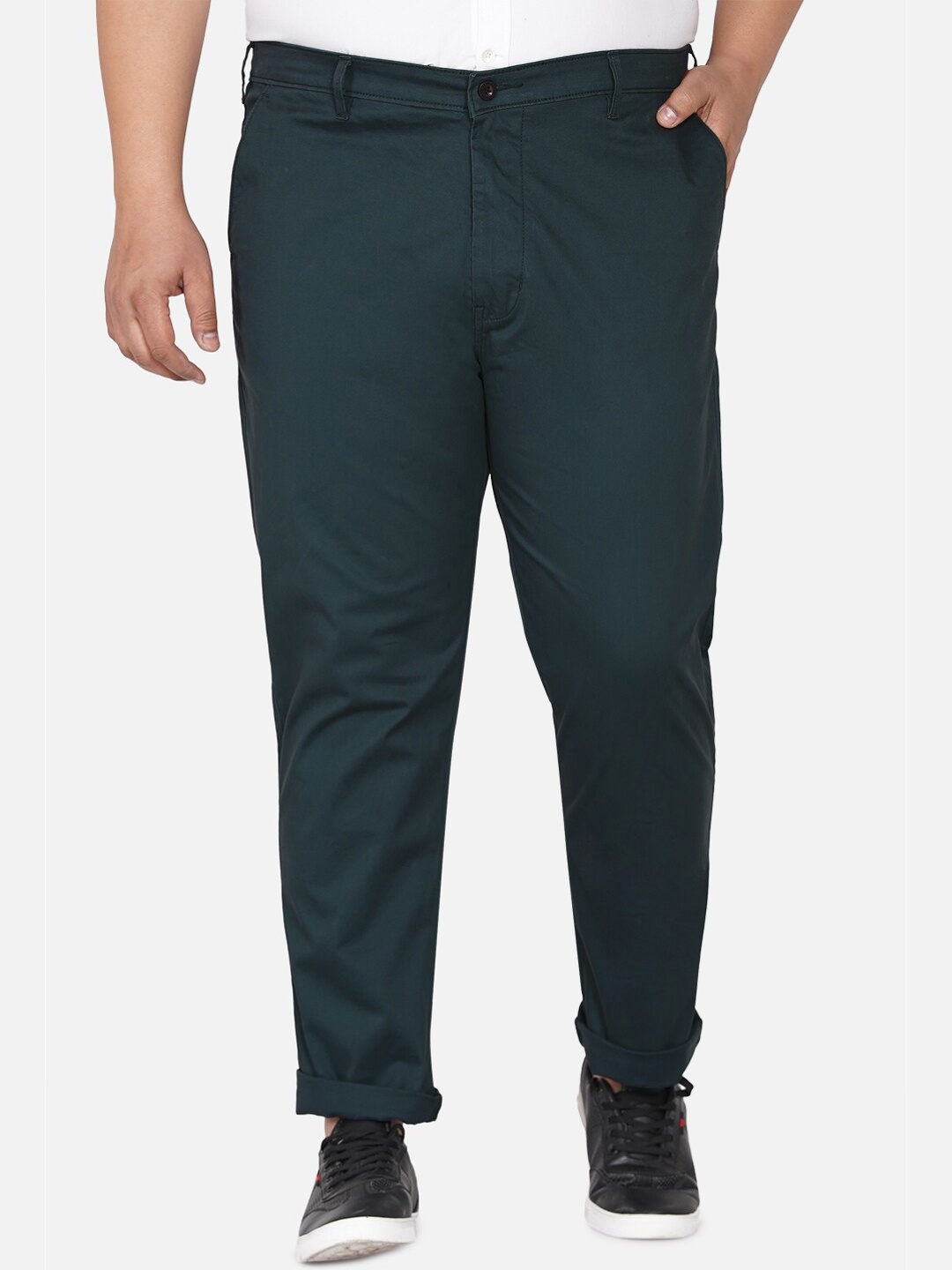 

John Pride Plus Size Men Green Trousers