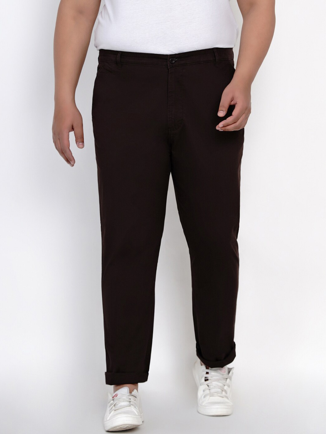 

John Pride Plus Size Men Coffee Brown Trousers