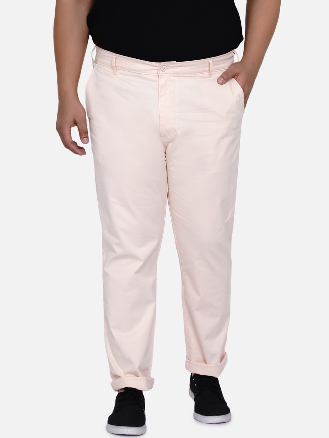 

John Pride Men Peach-Coloured Chinos Trousers