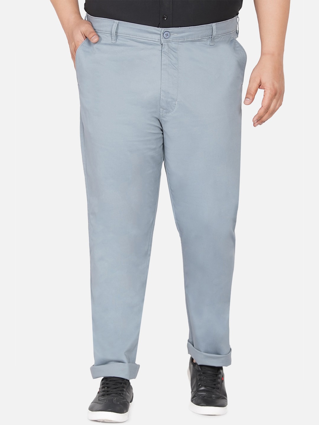 

John Pride Plus Size Men Grey Trousers