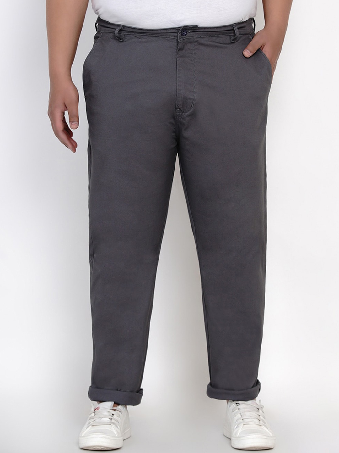 

John Pride Plus Size Men Grey Trousers