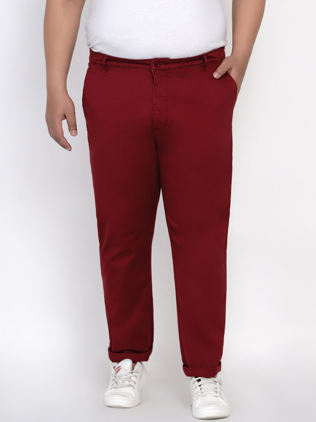 

John Pride Men Maroon Chinos Trousers