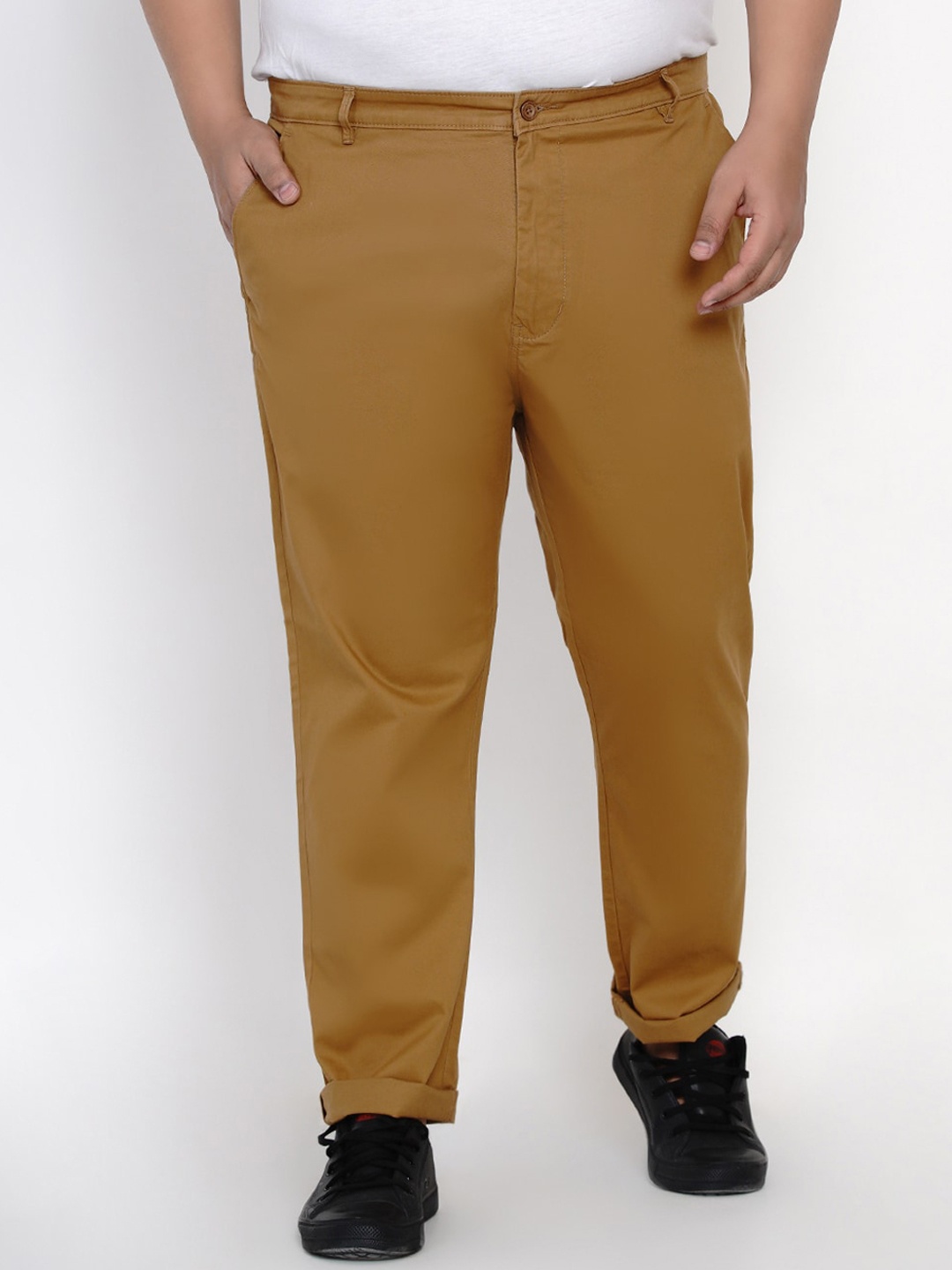 

John Pride Plus Size Men Khaki Trousers