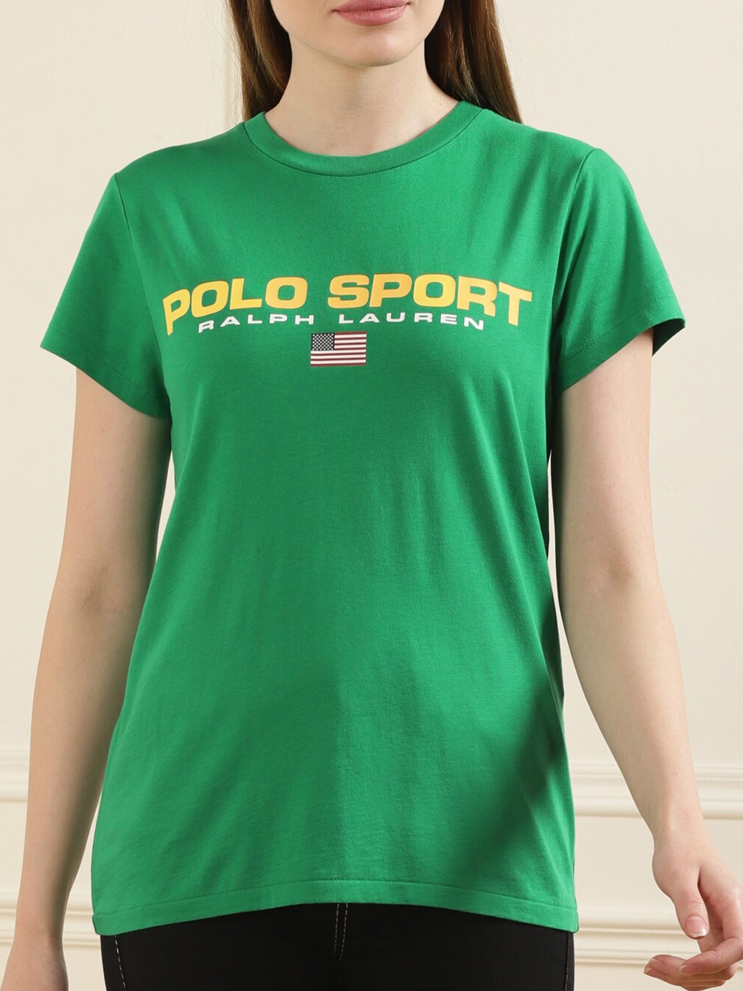 

Polo Ralph Lauren Women Green Typography Printed Pure Cotton T-shirt