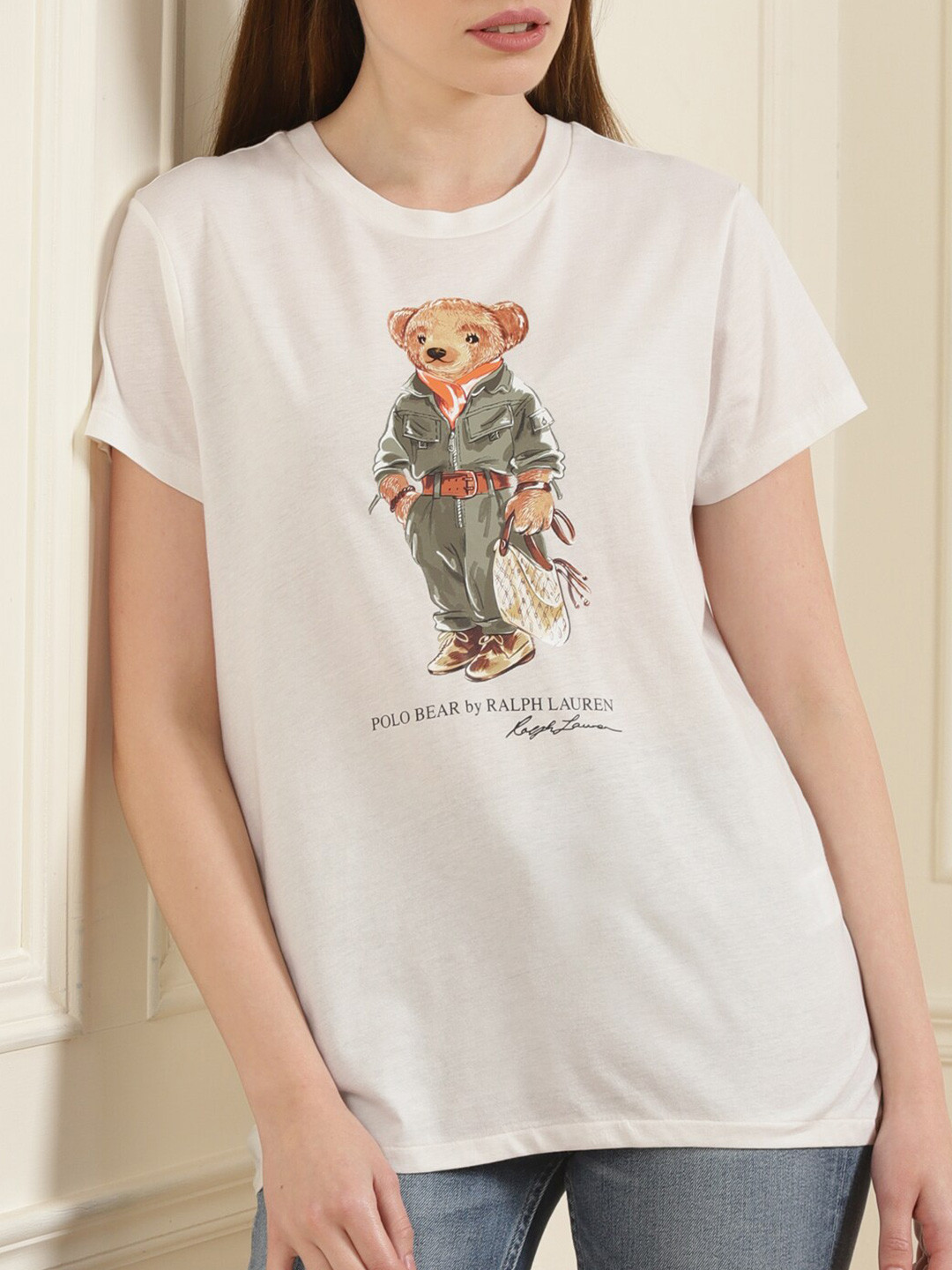 

Polo Ralph Lauren Women White Printed Pure Cotton T-shirt