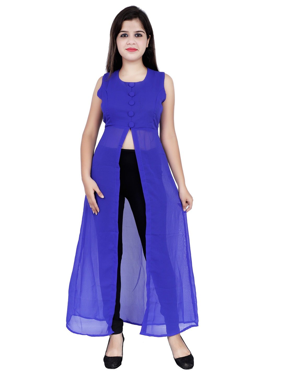 

VESICLE Women Georgette Kurta, Blue