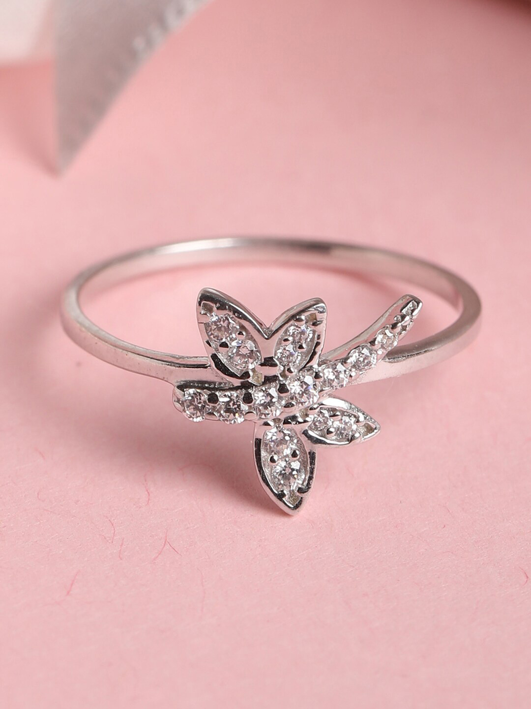 

Clara 925 Sterling Silver Rhodium-Plated White CZ-Studded Finger Ring
