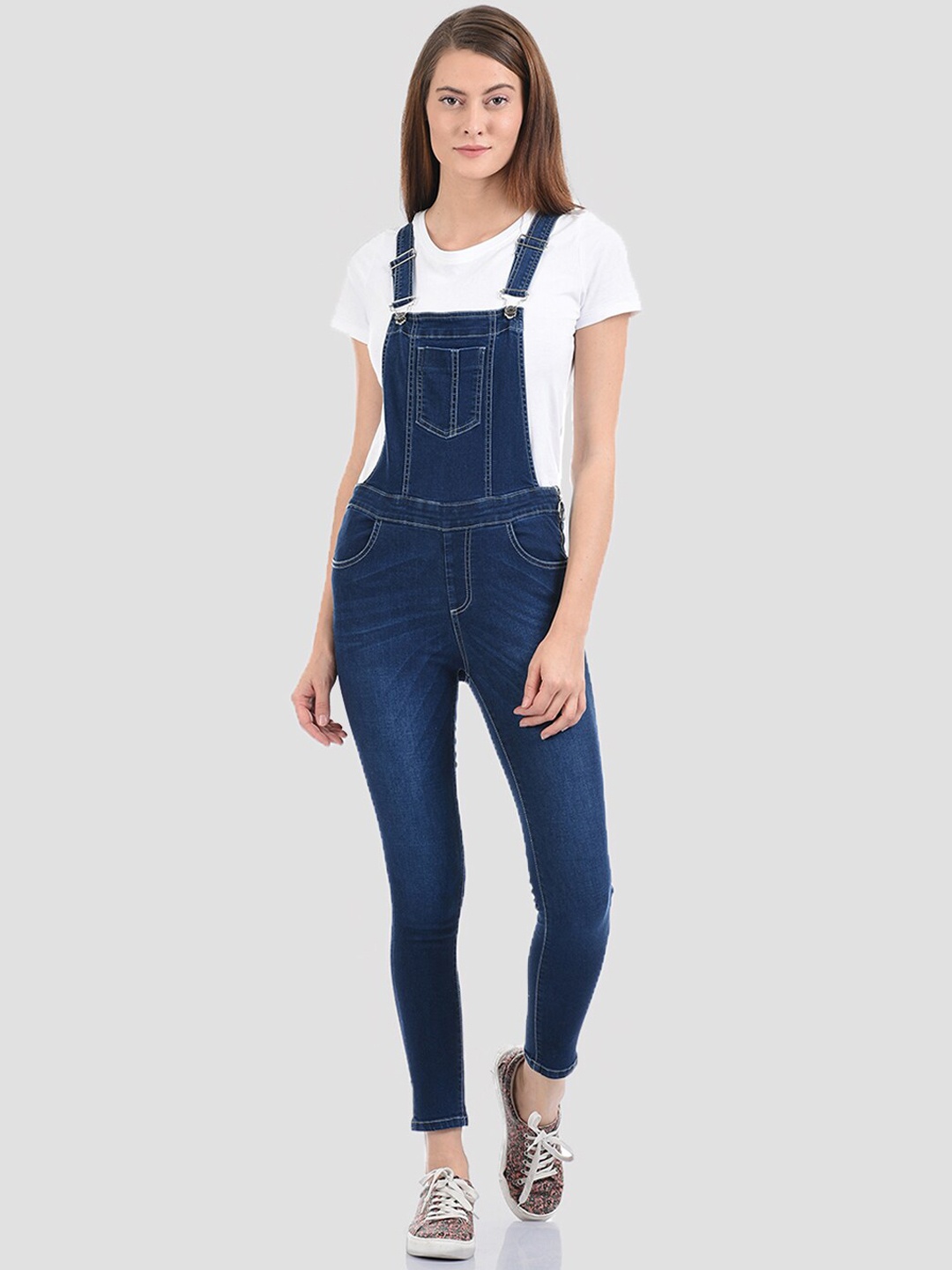 

Madame Women Blue Solid Denim Dungaree