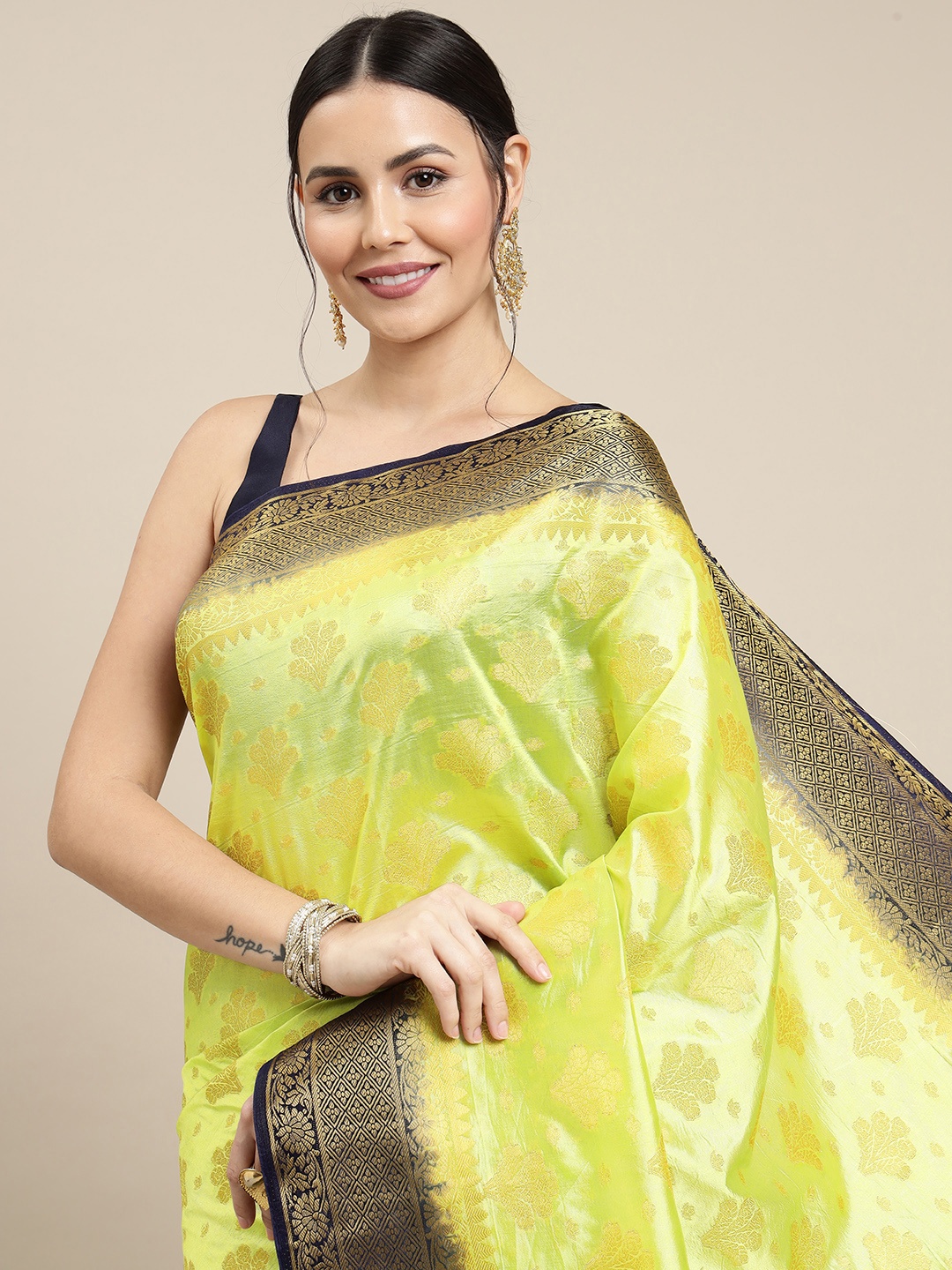 

Royal Rajgharana Saree Green & Navy Blue Ethnic Motifs Zari Woven Design Banarasi Sarees