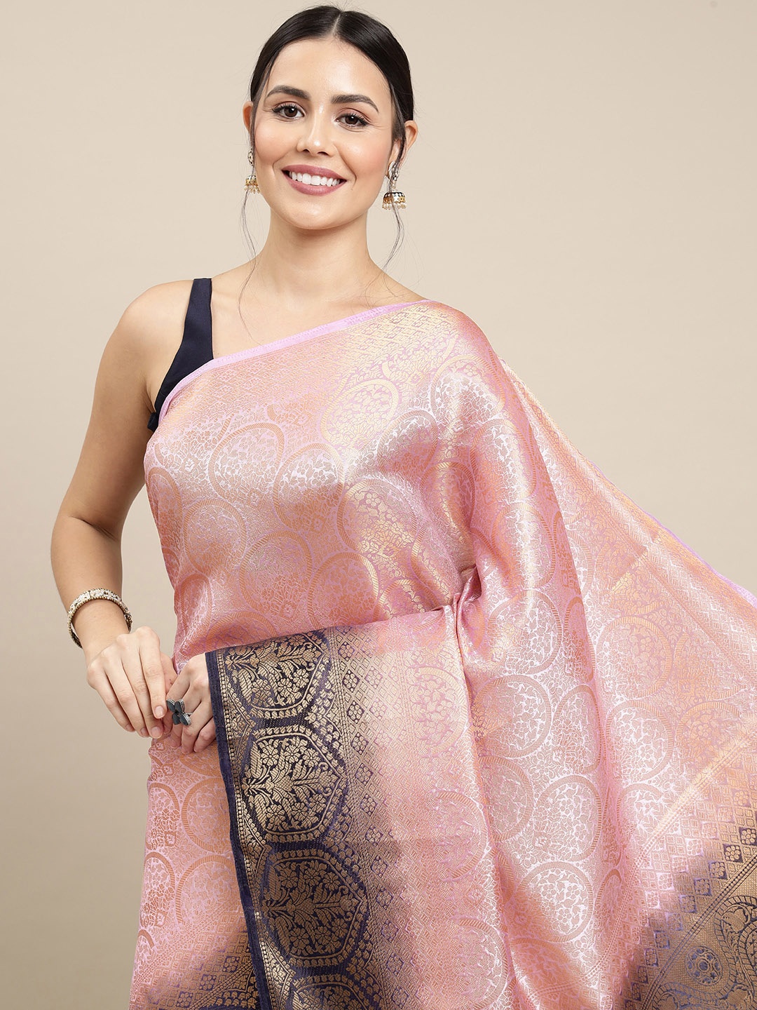 

Royal Rajgharana Saree Lavender & Navy Blue Ethnic Zari Woven Design Banarasi Sarees