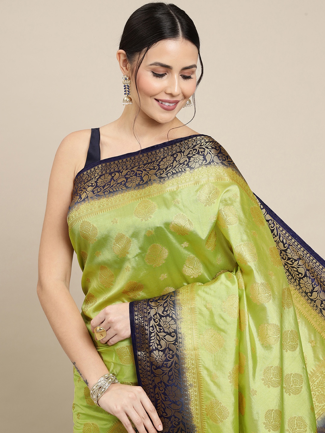 

Royal Rajgharana Saree Green & Navy Blue Woven Design Zari Banarasi Sarees