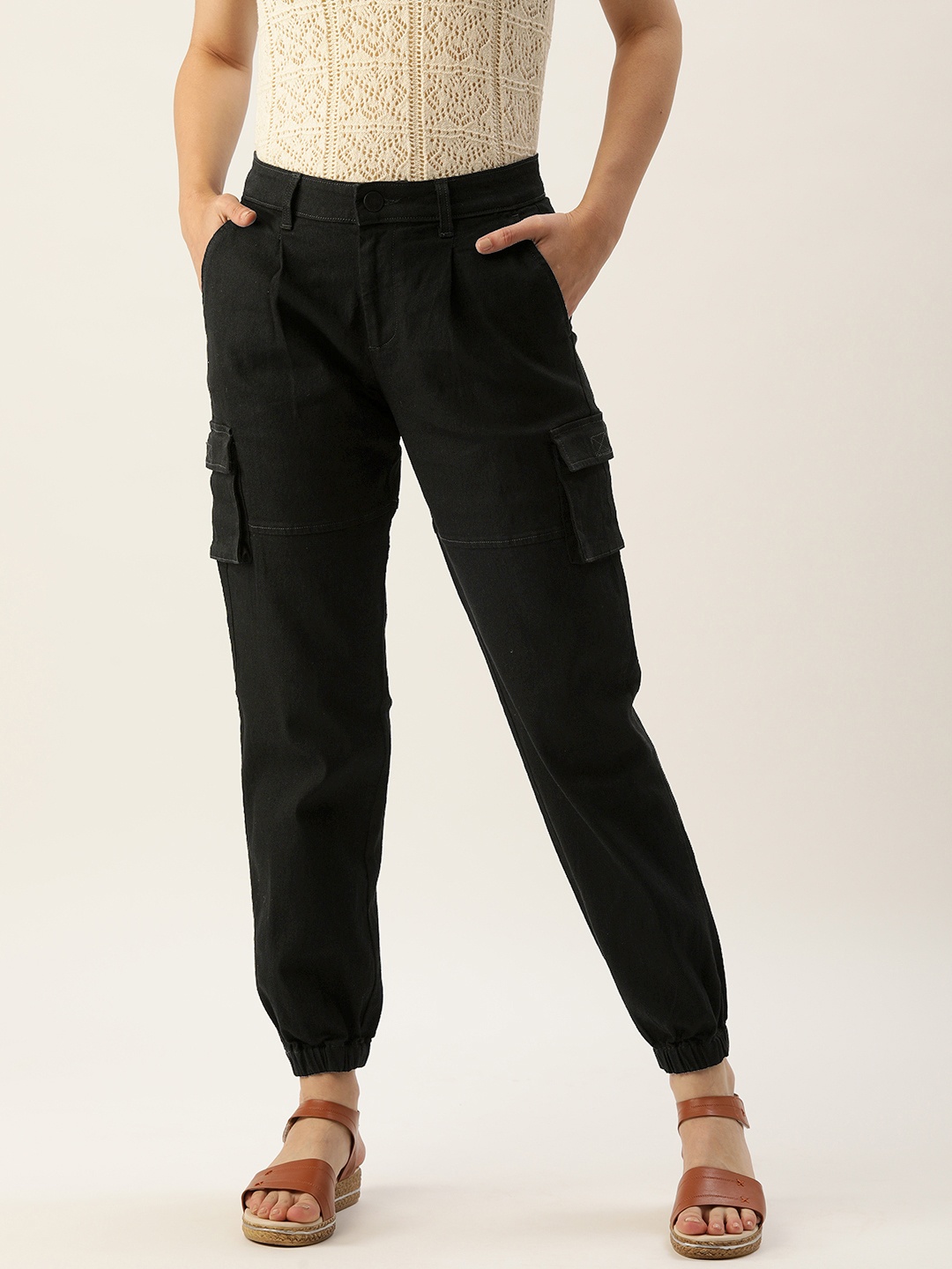 

IVOC Women Black Jogger Jeans