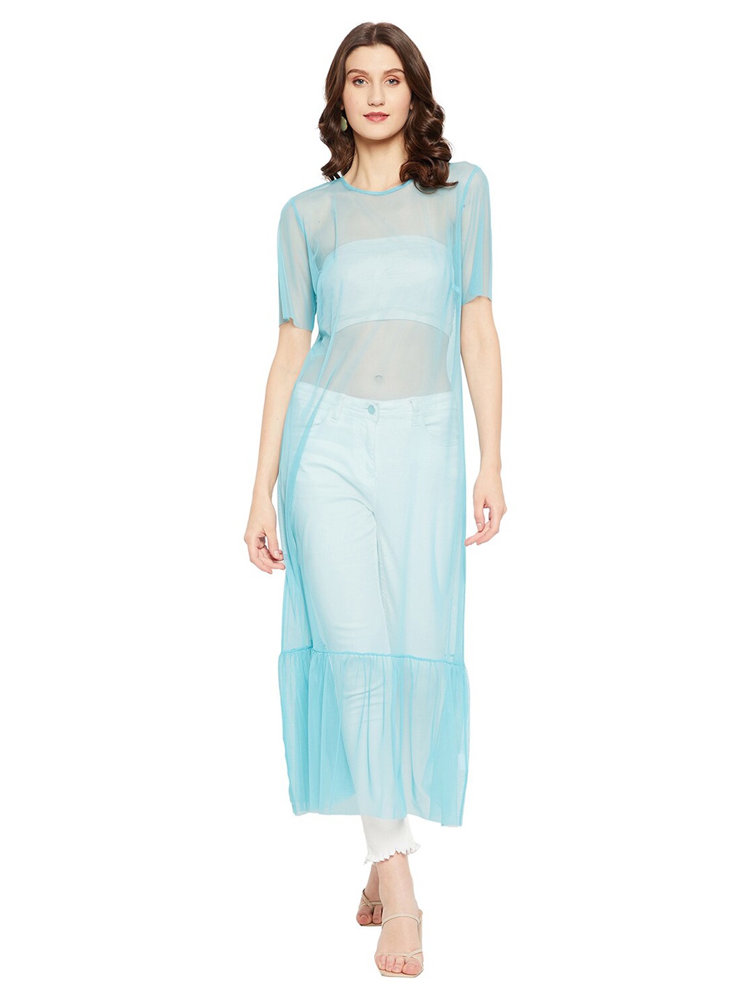 

LY2 Green & billowing sail Net Maxi Dress