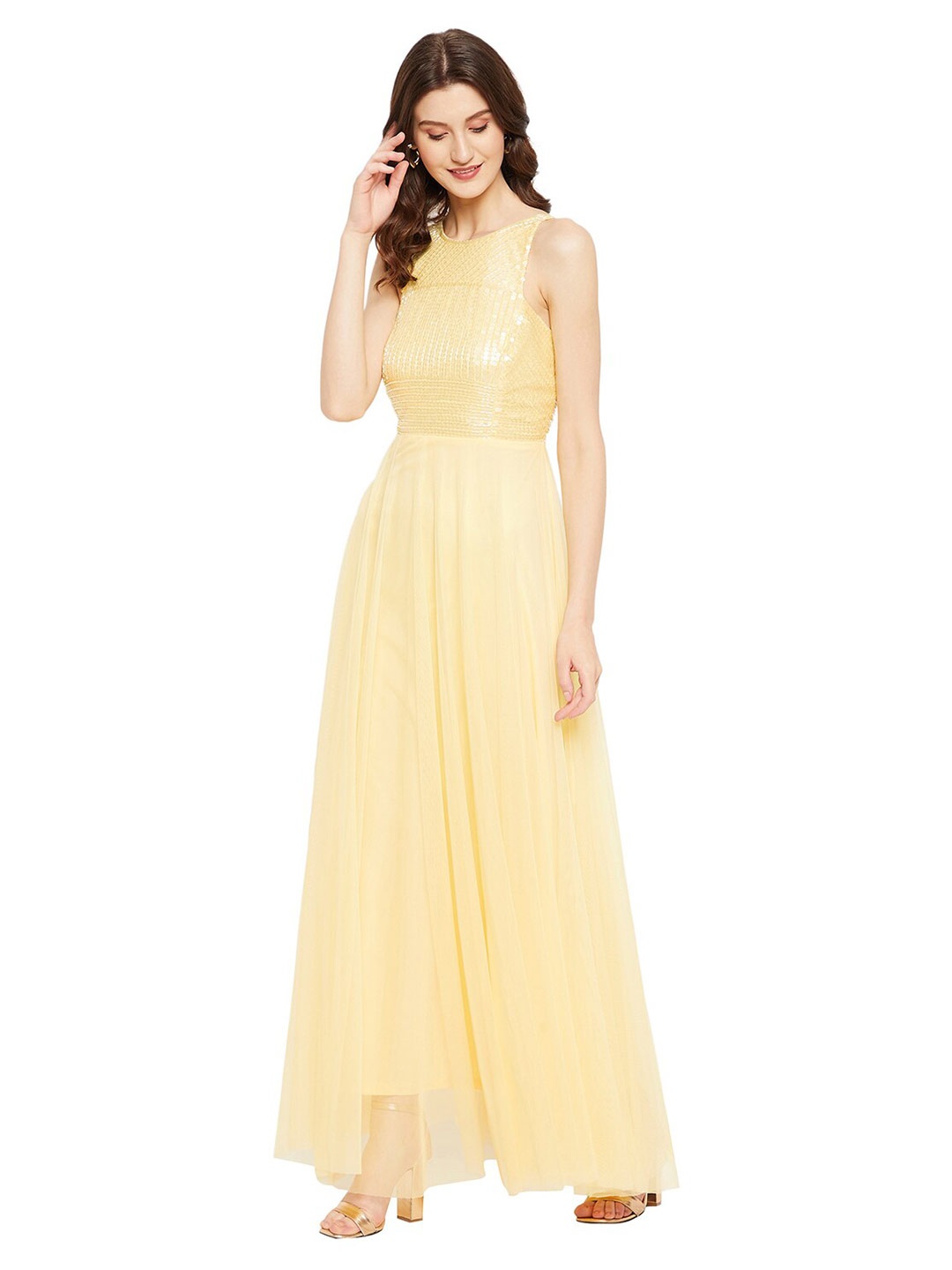

LY2 Yellow Net Maxi Dress