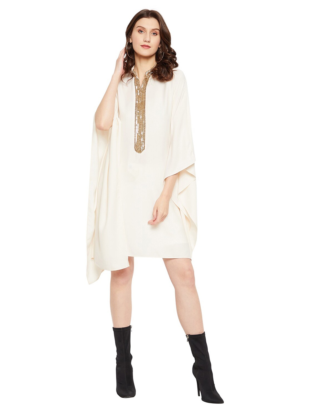 

LY2 Cream-Coloured & alabaster A-Line Dress