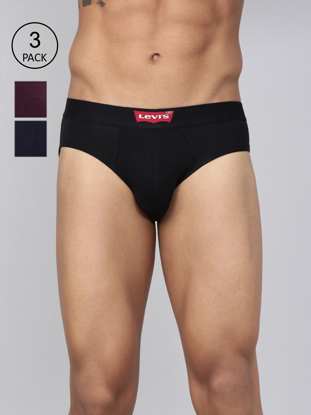 

Levis Pack Of 3 Assorted Smartskin Technology Cotton Briefs with Tag Free Comfort-031