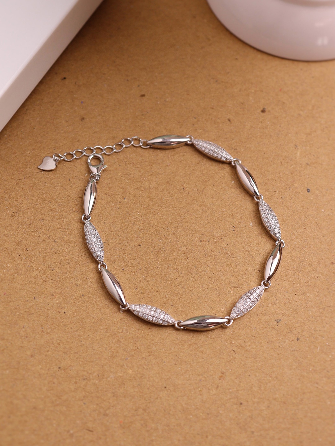 

SILBERRY Women 925 Sterling Silver CZ Studded Harmony Bracelet