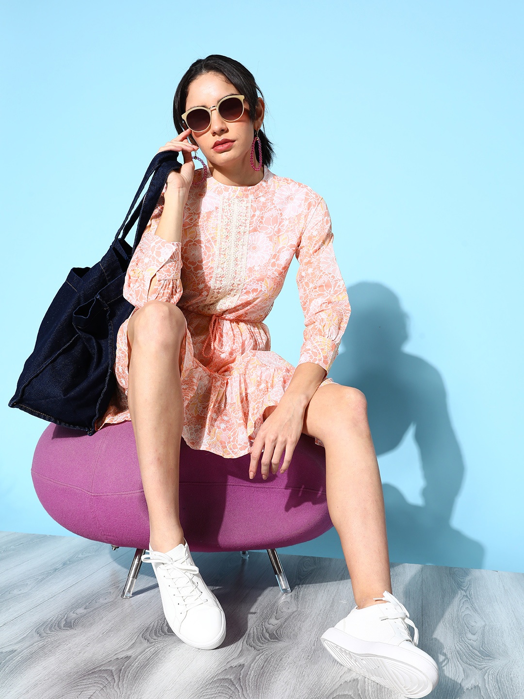 

ZOLA Women Beautiful Peach Floral Vacay Attire