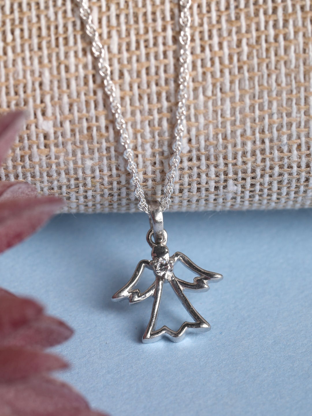 

Clara Women 92.5 Sterling Silver Rhodium-Plated CZ-Studded Pendant With Chain