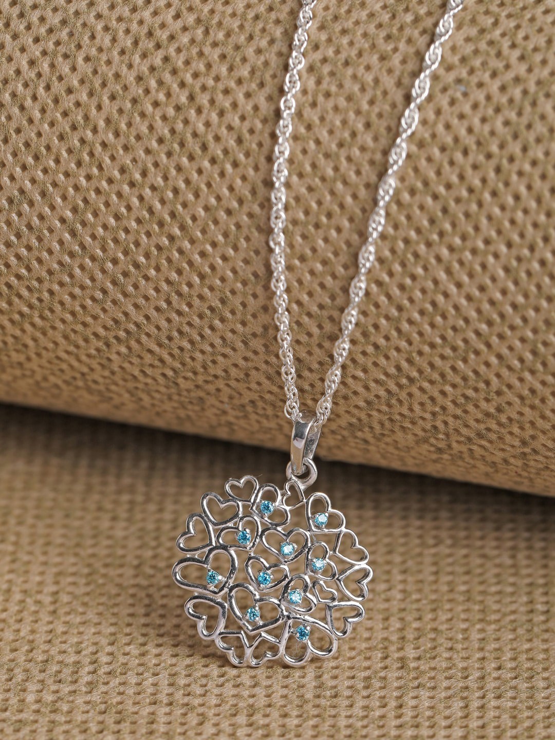 

Clara Women 92.5 Sterling Silver Rhodium-Plated CZ-Studded Pendant With Chain