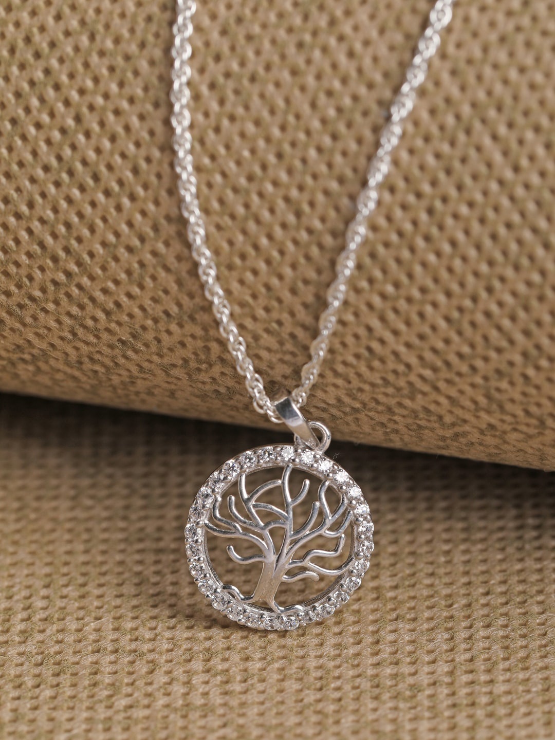 

Clara Silver Rhodium-Plated Tree of Life Chain Pendant