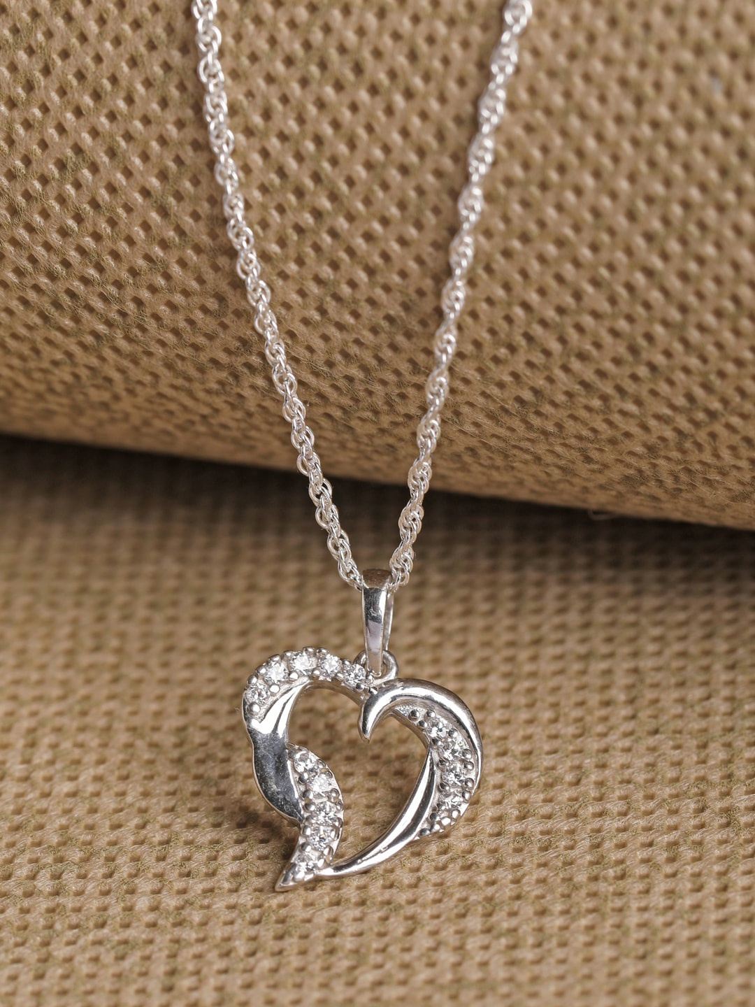 

Clara Sterling Silver Rhodium-Plated Curly Heart-Shaped Chain Pendant