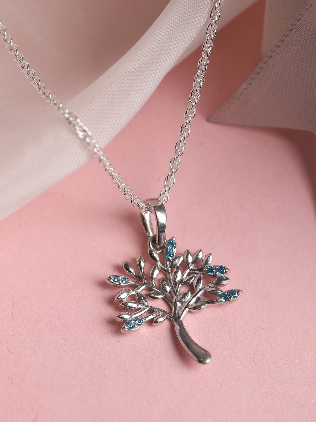 

Clara 925 Silver Rhodium-Plated Isla Tree Chain Pendant