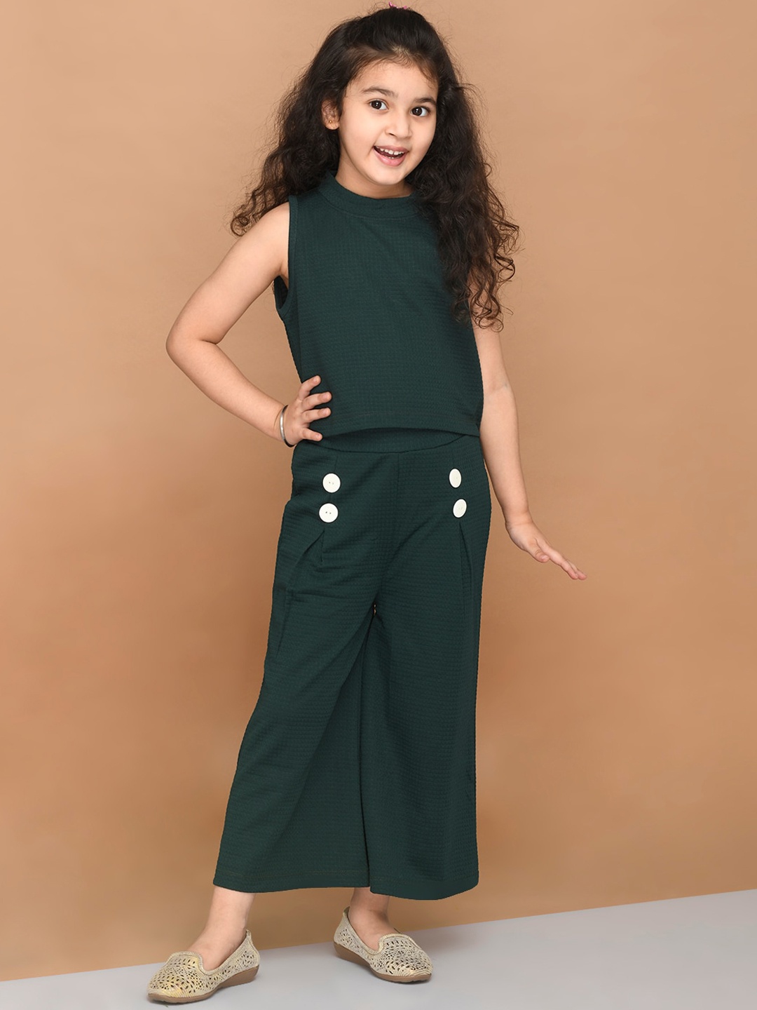 

LilPicks Girls Green Top with Palazzos
