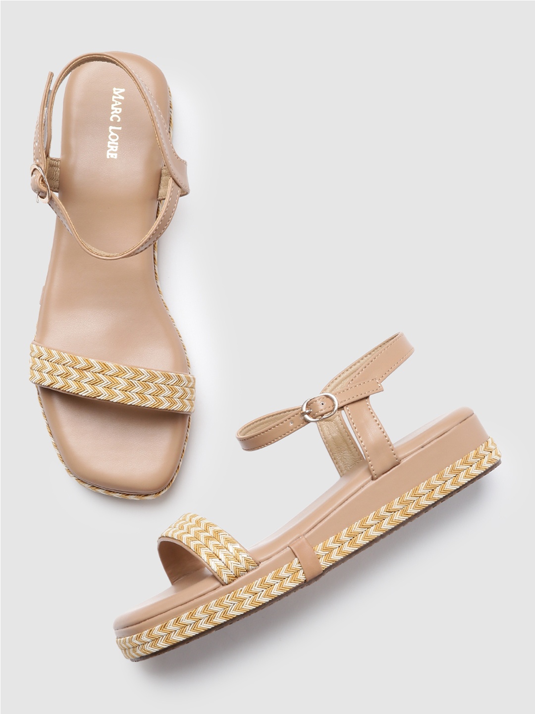 

Marc Loire Beige PU Work Flatform Sandals