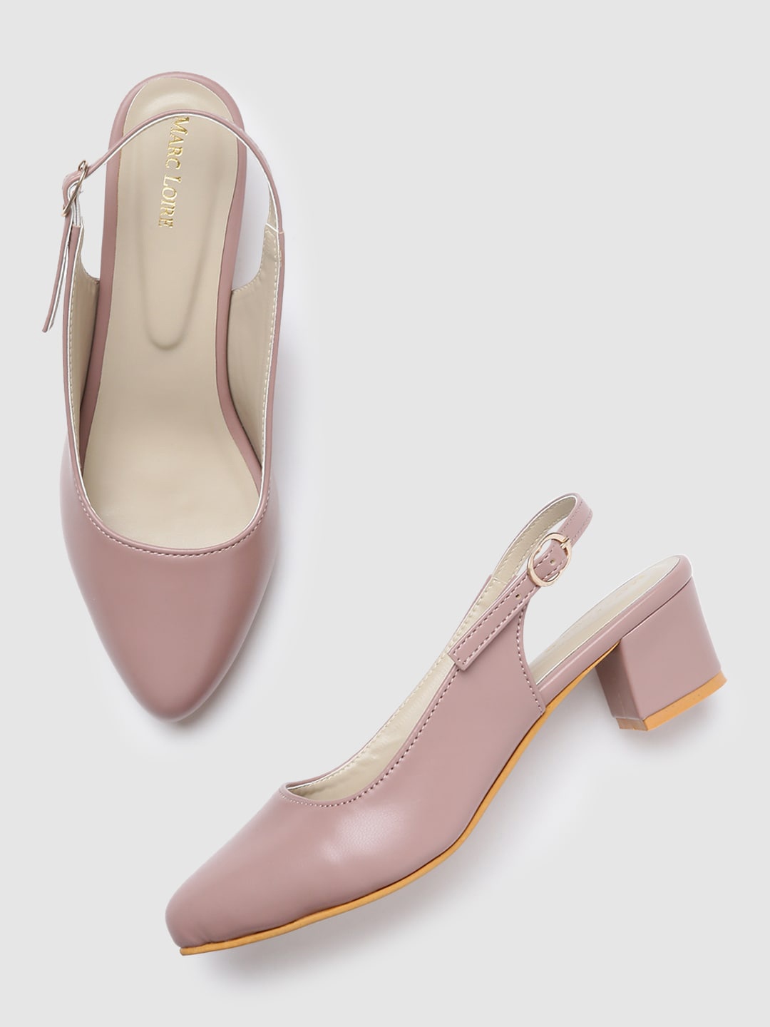 

Marc Loire Nude-Coloured PU Work Block Pumps
