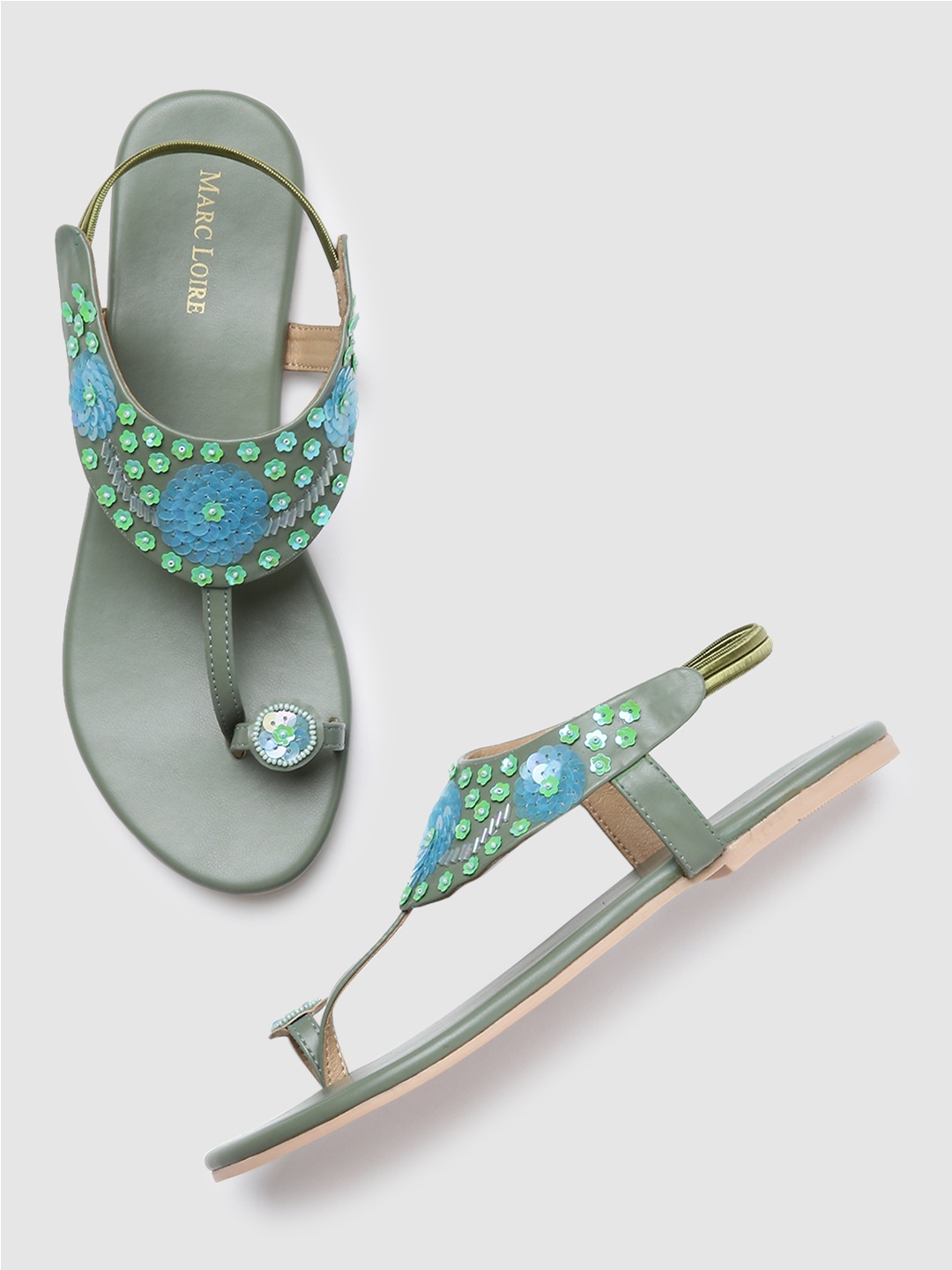 

Marc Loire Women Green Printed Ethnic One Toe Flats