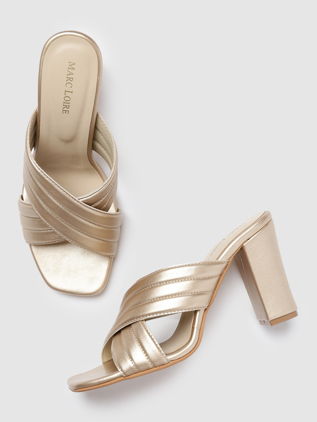 

Marc Loire Gold-Toned PU Party Block Sandals