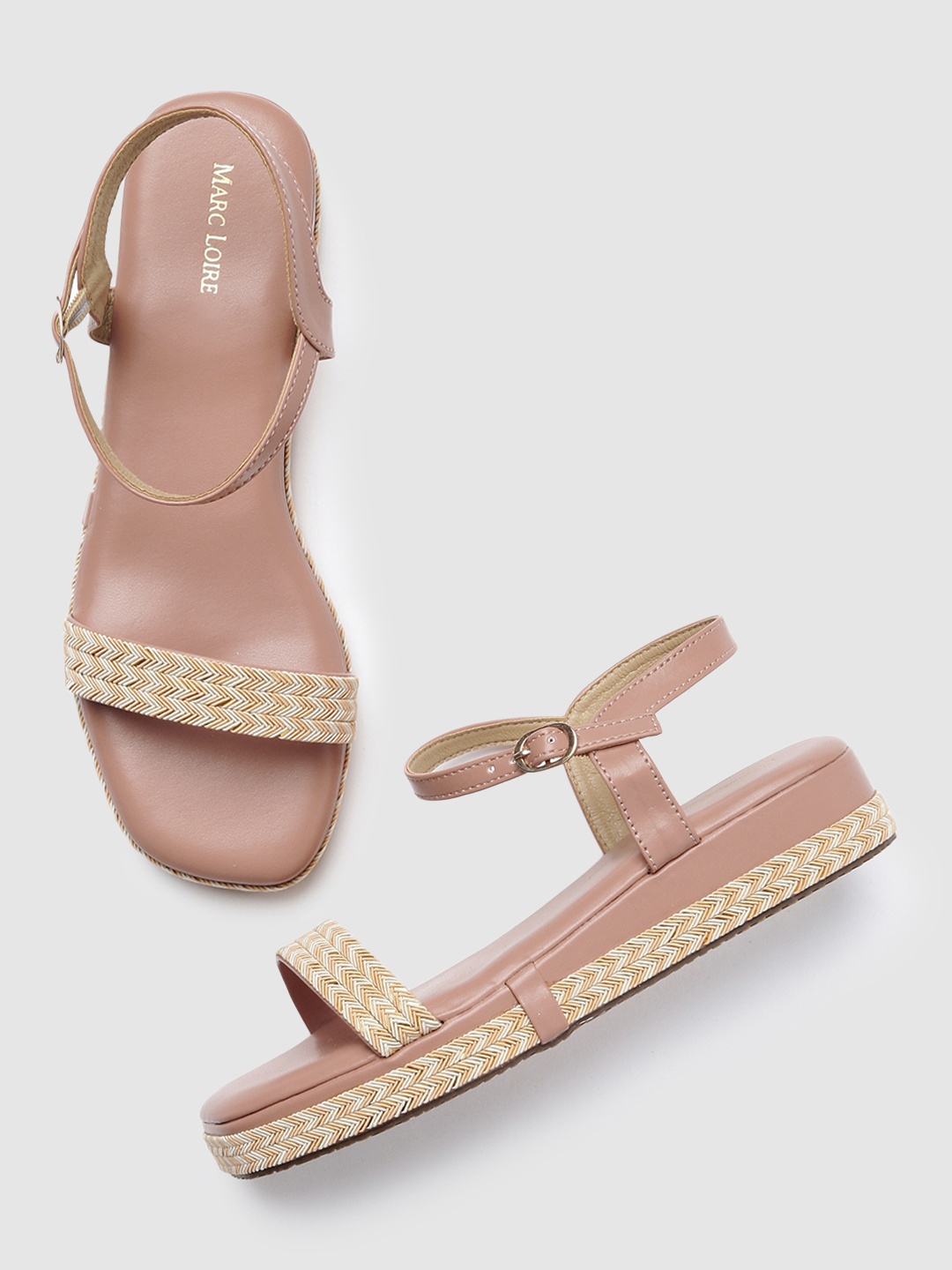 

Marc Loire Nude-Coloured PU Work Flatform Sandals