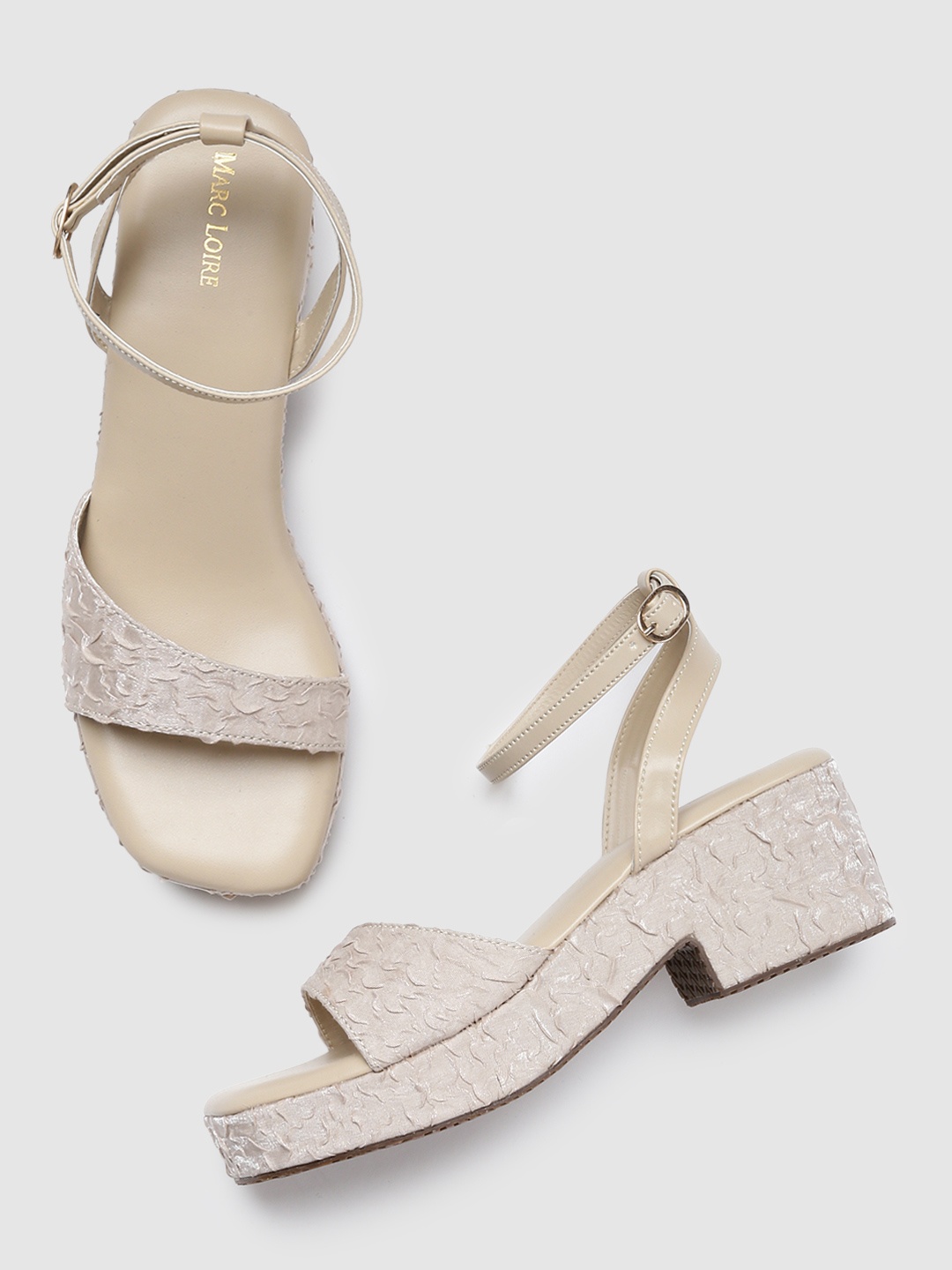 

Marc Loire Cream-Coloured PU Work Platform Sandals