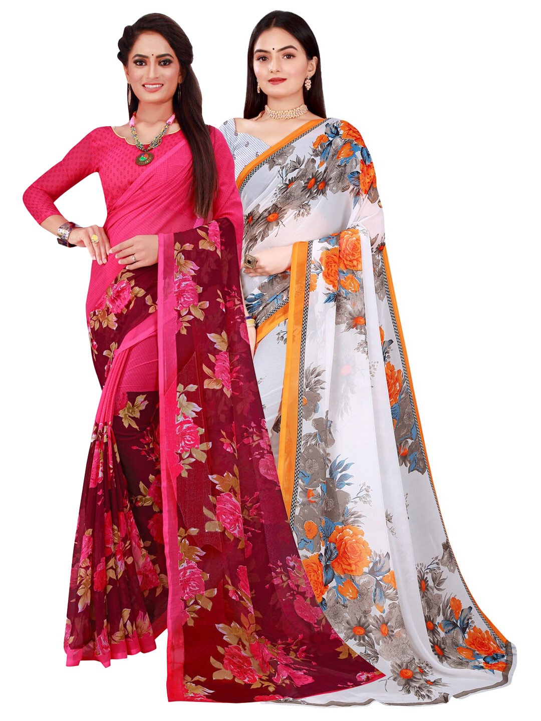 

Florence White & Grey Pure Georgette Saree