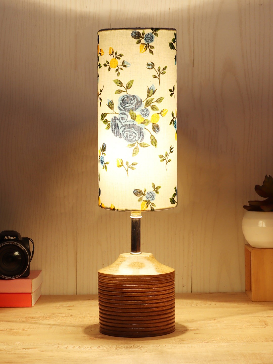 

Devansh White & Blue Printed Table Lamps