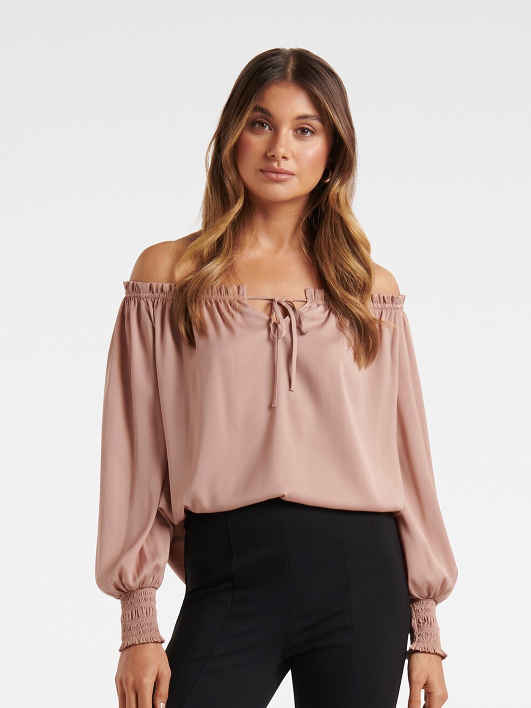 

Forever New Brown Off-Shoulder Bardot Top