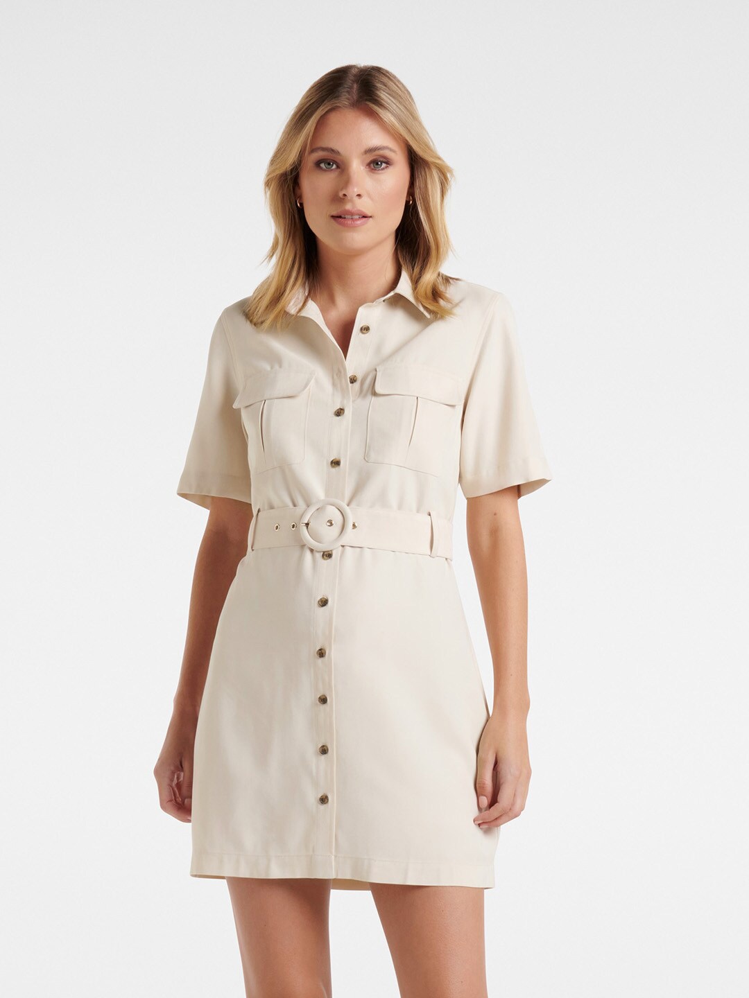 

Forever New White Shirt Mini Dress