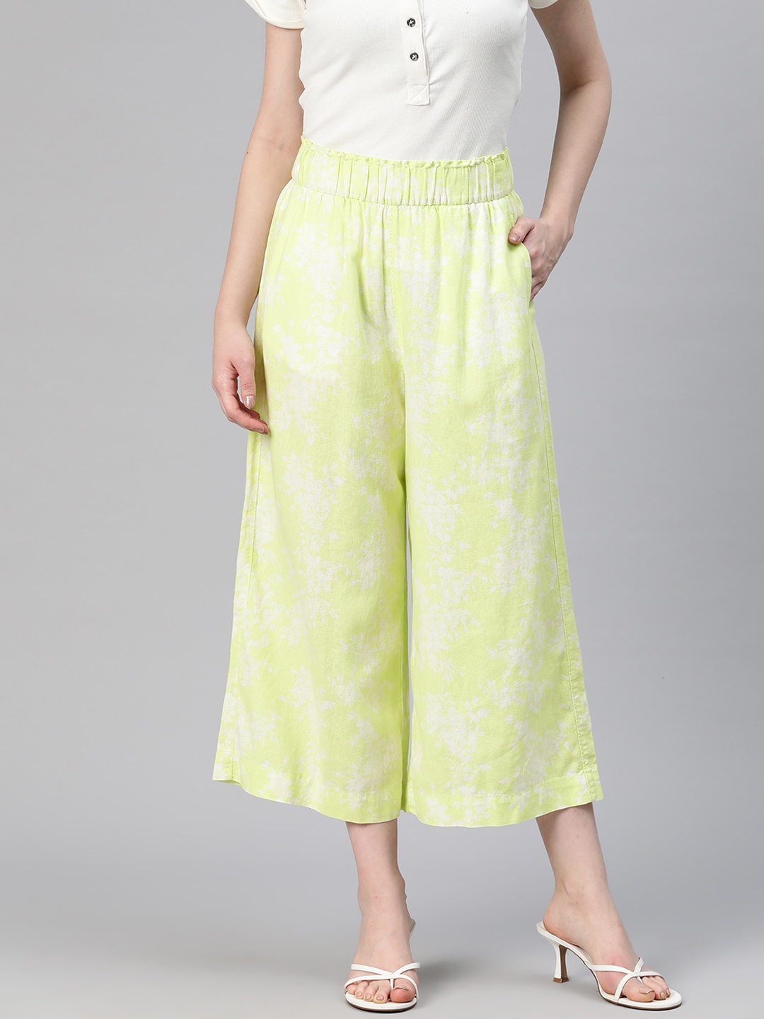 

Marks & Spencer Women Floral Printed Culottes, Green