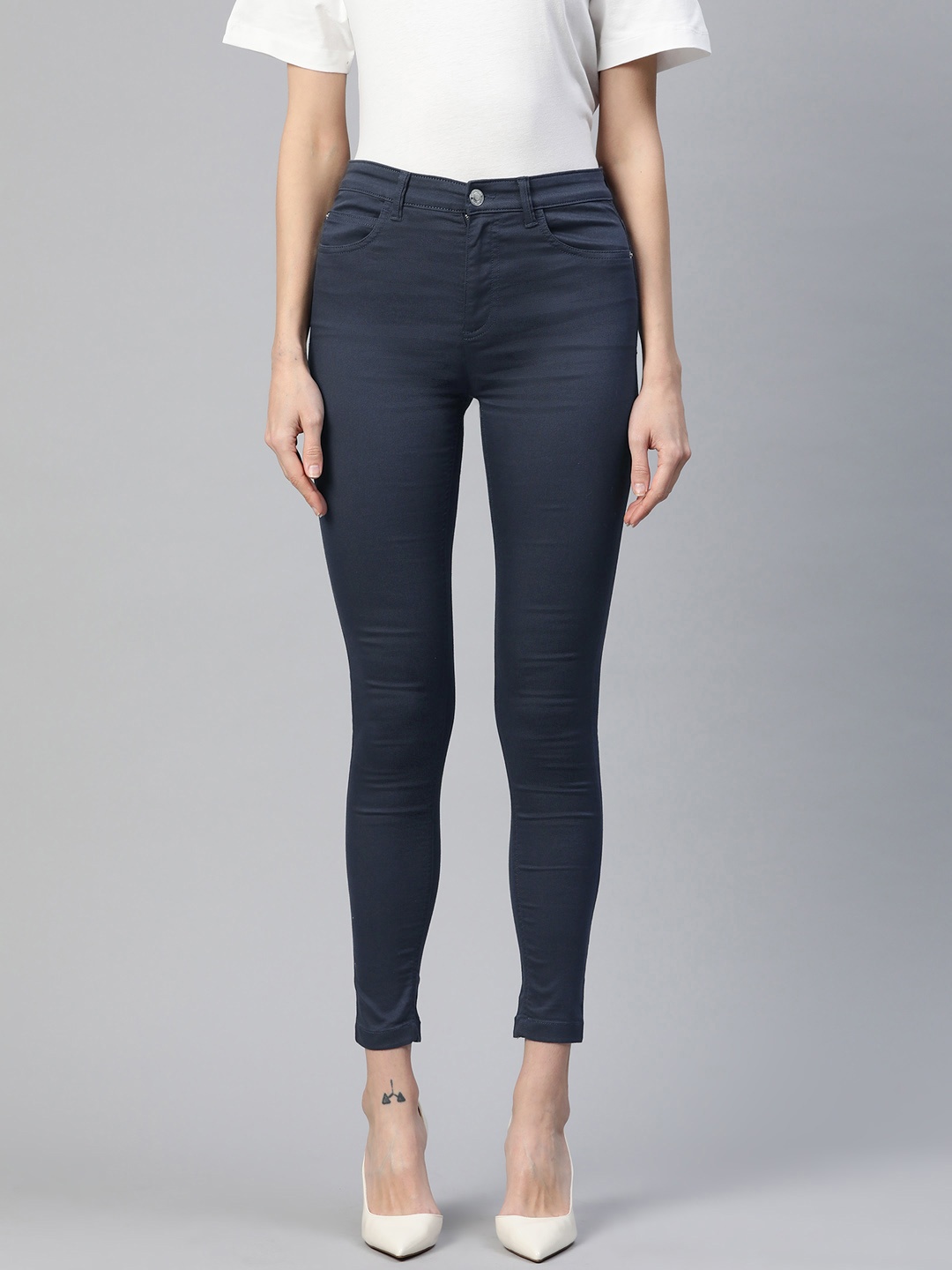 

Marks & Spencer Women Skinny Fit Jeggings, Navy blue