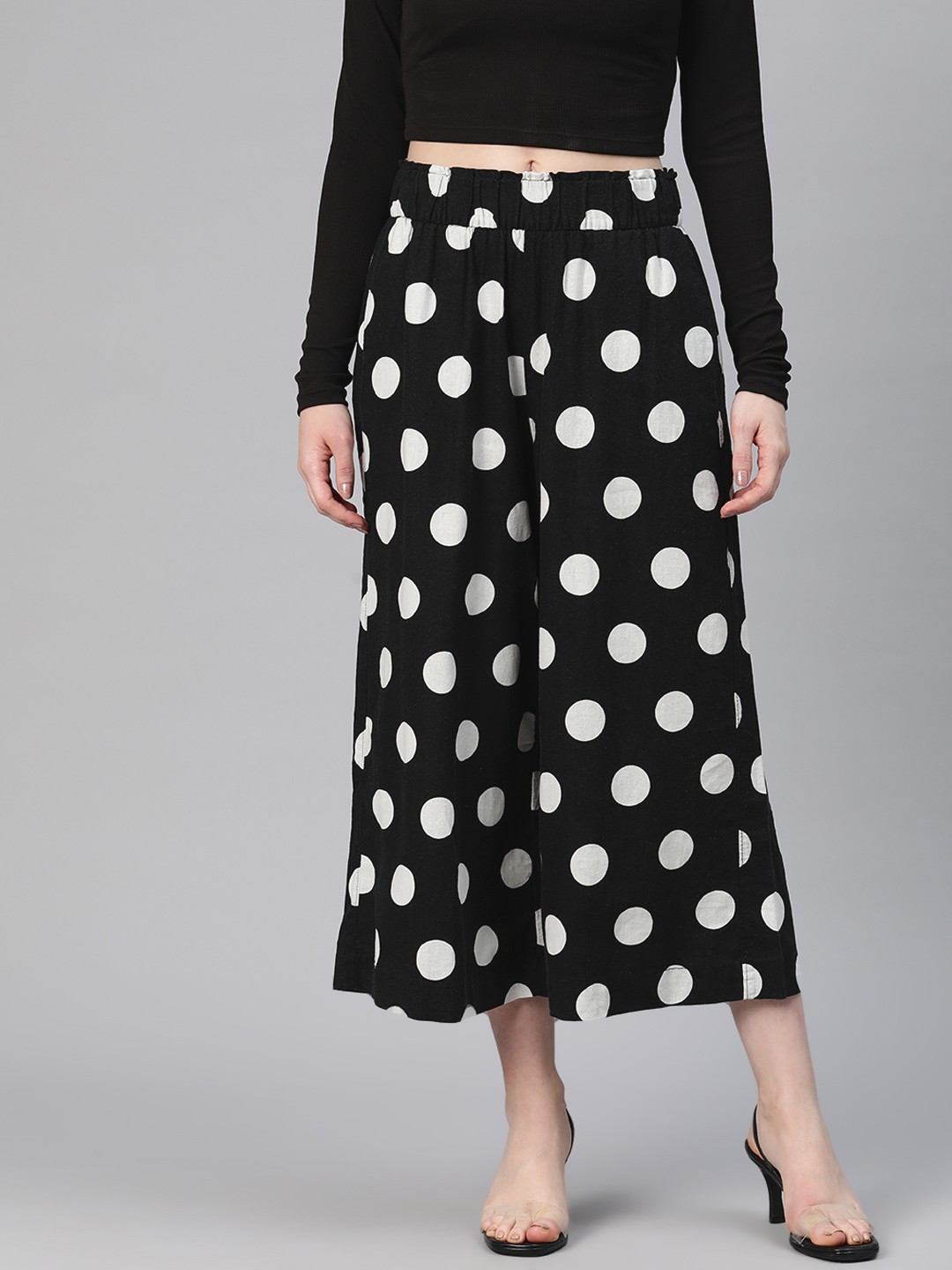 

Marks & Spencer Women Polka Dots Printed Culottes, Black