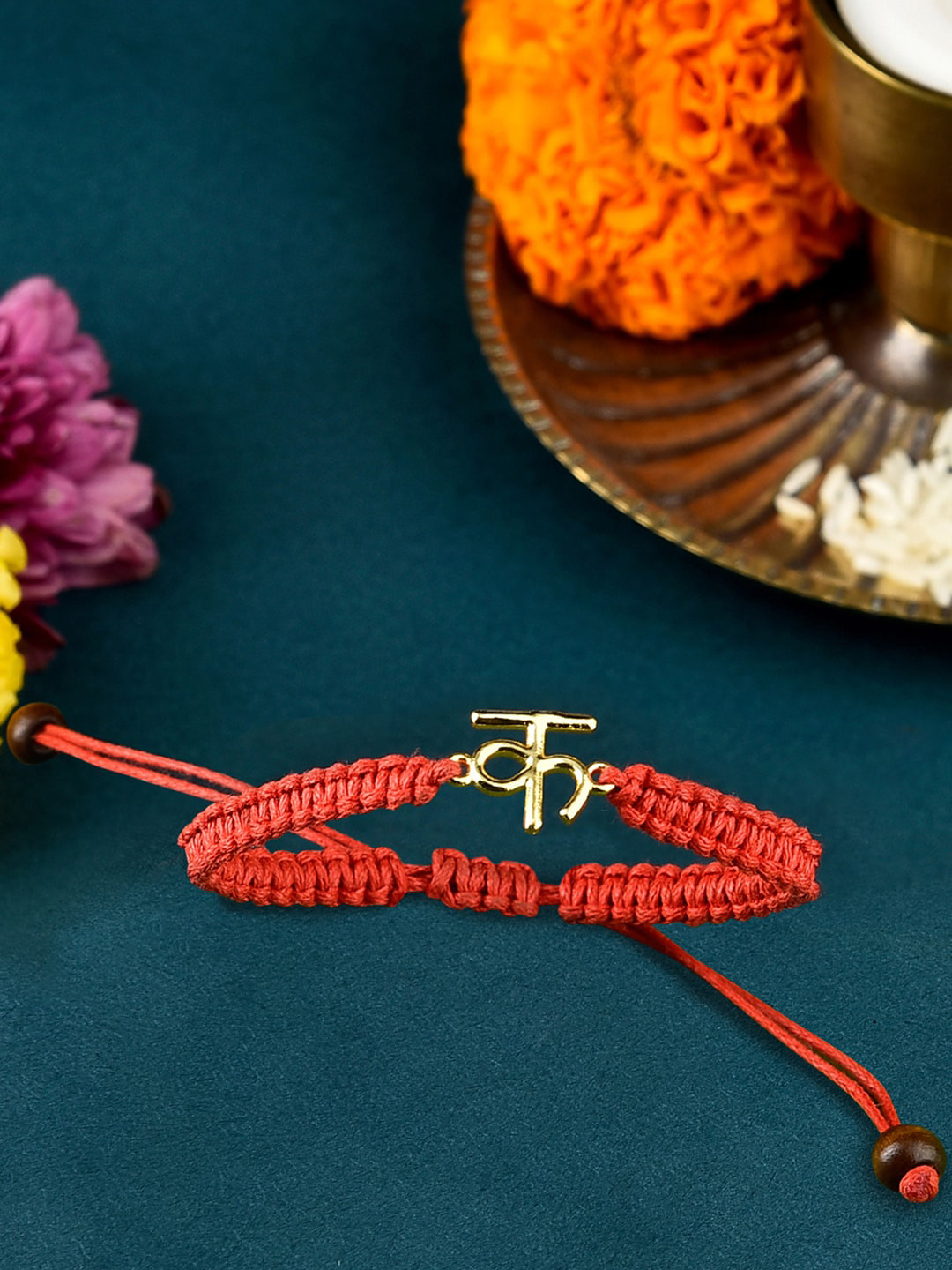 

ToniQ Hindi Devnagri Script Alphabet Personalized Gold- Plated Rakhi