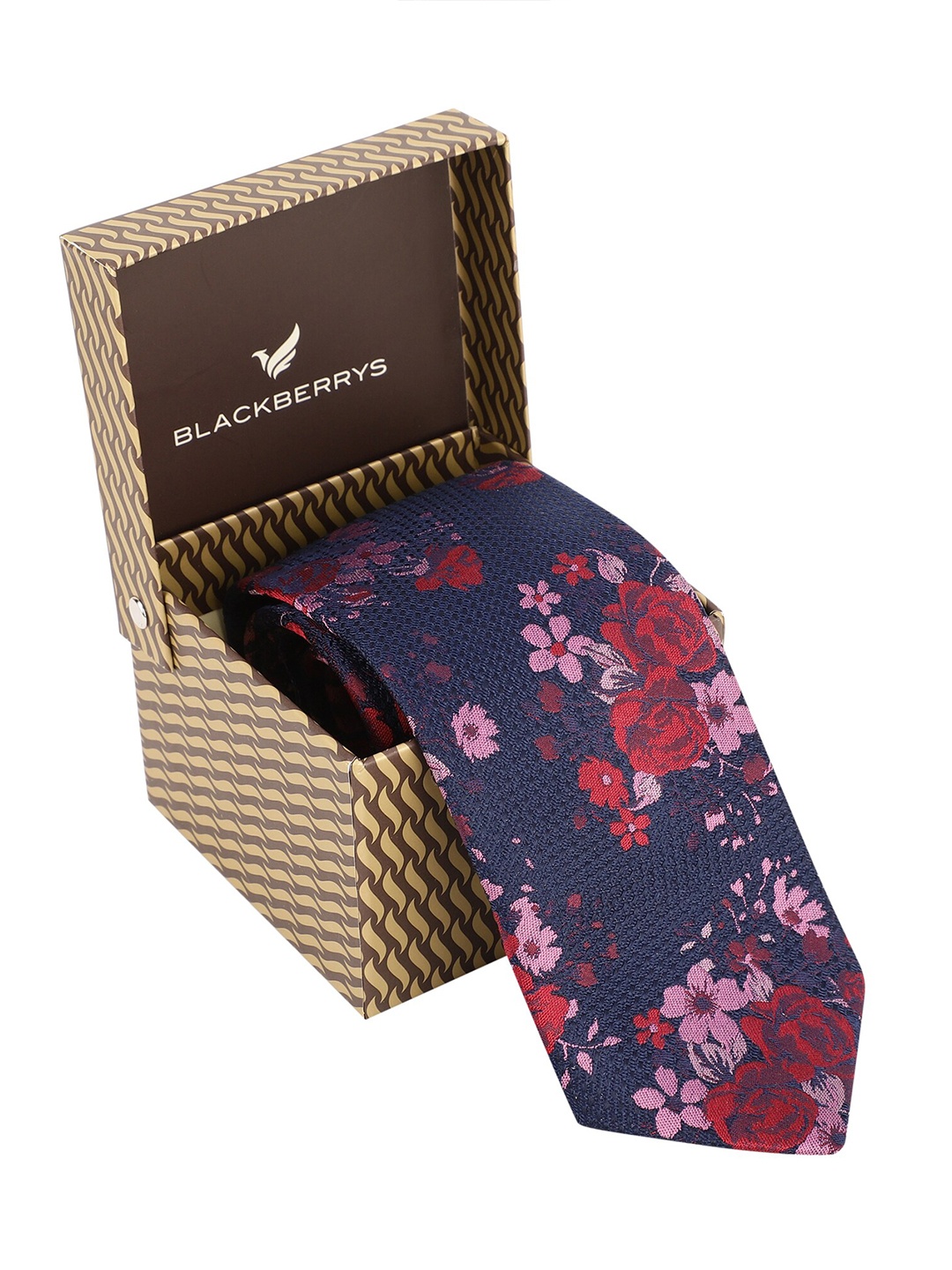 

Blackberrys Men Navy Blue & Purple Printed Broad Tie