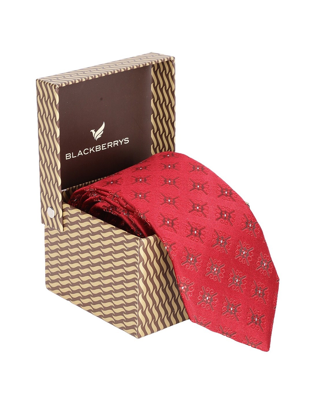 

Blackberrys Men Woven Design Silk Broad Tie, Red