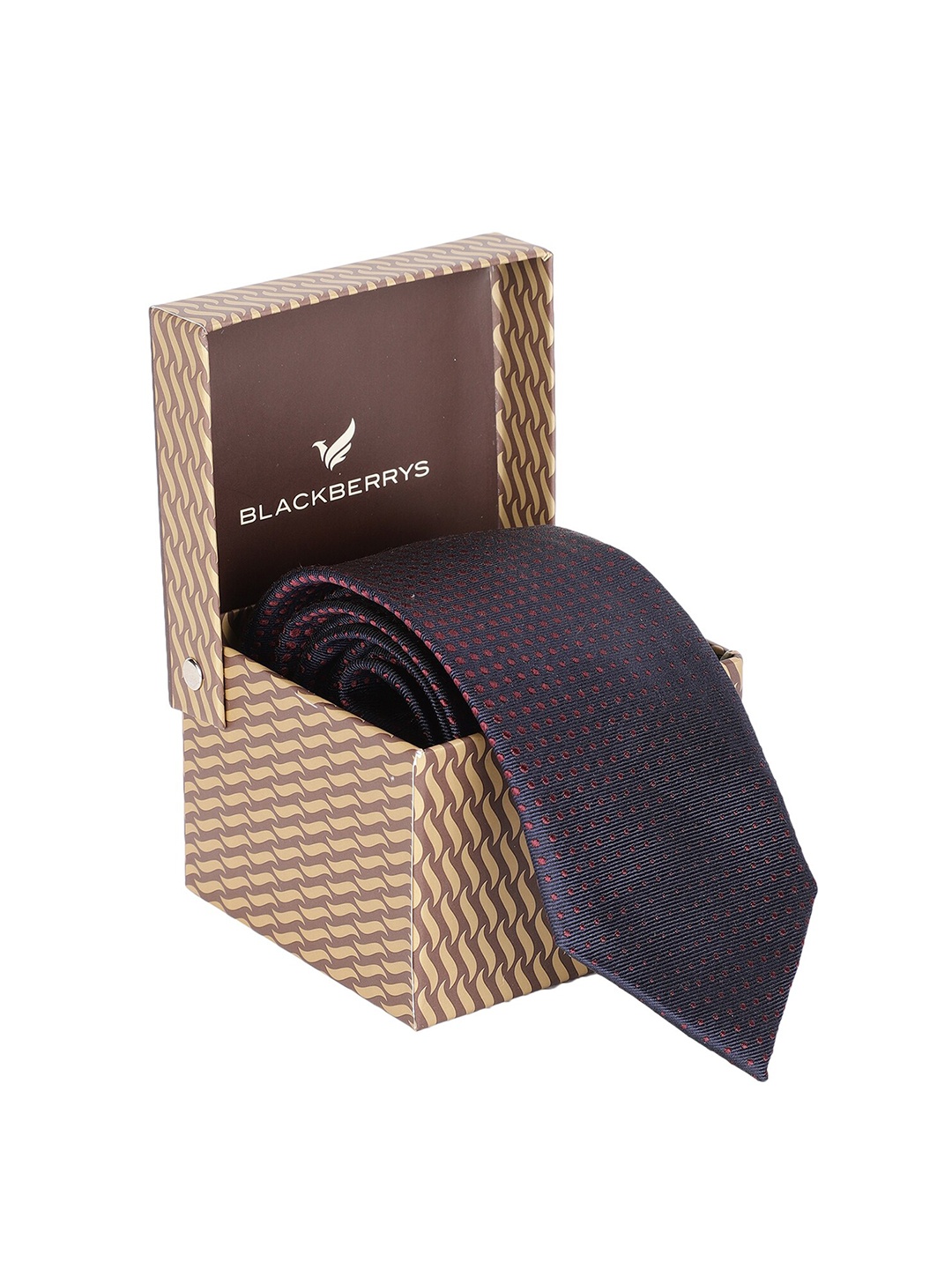 

Blackberrys Men Printed Pure SilK Broad Tie, Navy blue