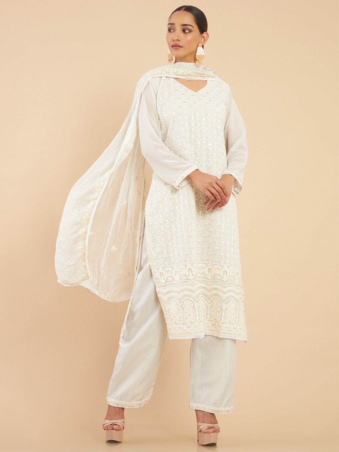 

Soch Grey & Green Embroidered Unstitched Dress Material