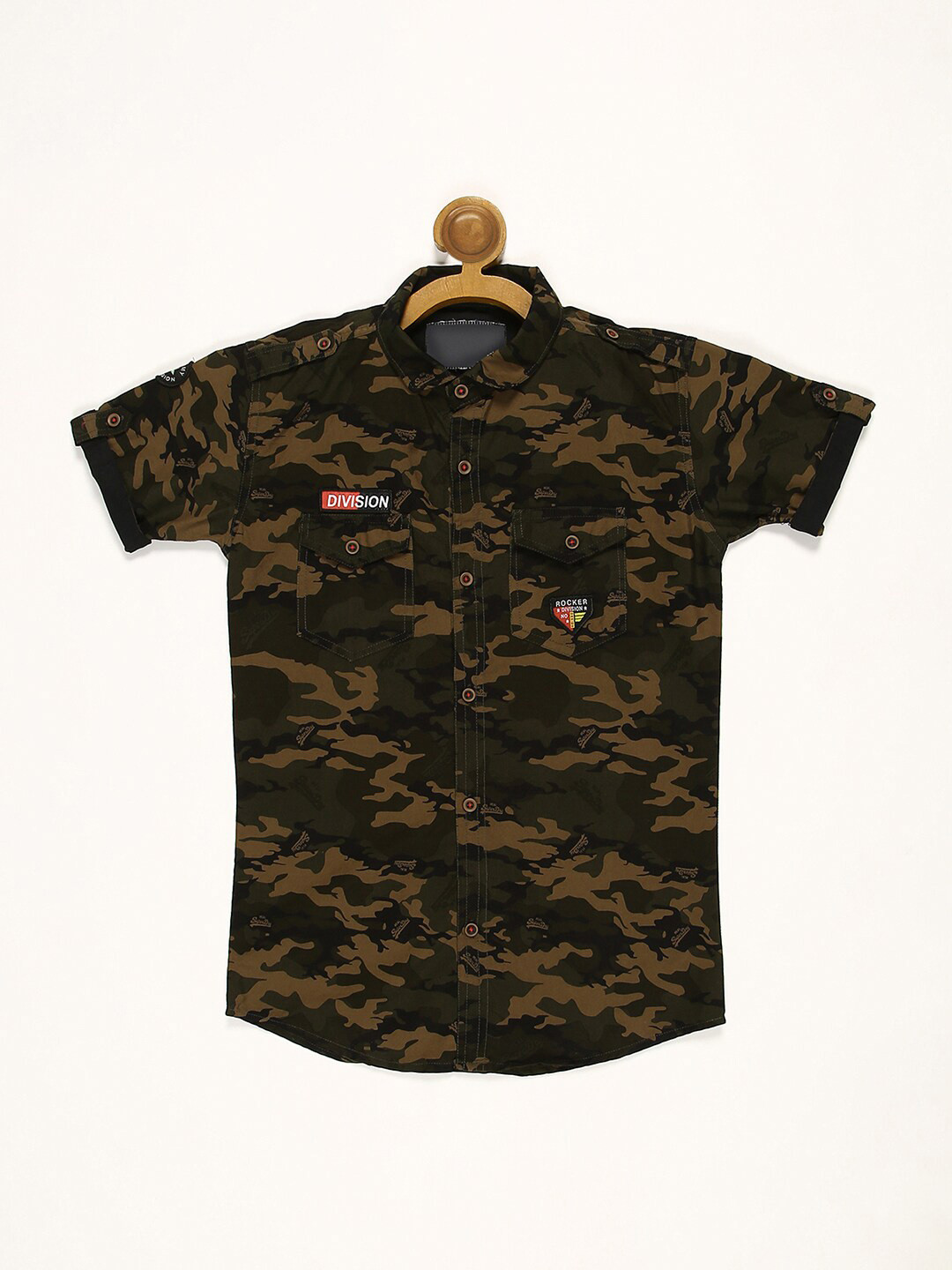 

V2 Value & Variety Boys Olive Green Printed Casual Shirt